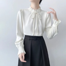 批发韩帛雅法式温柔气质白色<b class='q'>衬衫</b>女爆款职业通勤<b class='q'>衬衣</b>春季新款上衣