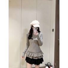 批发实拍实价~半高领花边下摆打底衫设计感长袖T恤女秋季叠穿内搭上衣