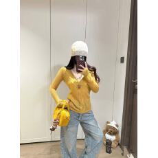 实拍实价~早春绞花细闪辣妹针织毛衣修身显瘦V领打底衫