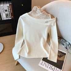 批发实拍2025冬季新款打底单边露肩针织衫蕾丝拼接斜肩高领内搭<b class='q'>毛衣</b>