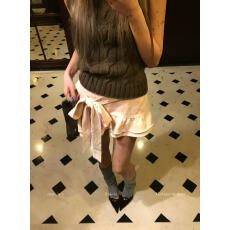 8uioio 主推! 蝴蝶少女粉色麂皮半身裙女冬2025新款系带短款a字裙