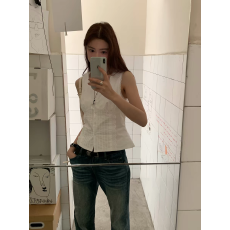 批发Halo Luu法式绝美白色蕾丝背心<b class='q'>上衣</b>女夏季<b class='q'>无袖</b>衬衫独特设计感小衫