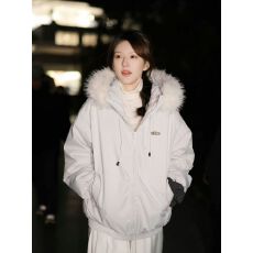 批发<b class='q'>明星</b>同款大毛领派克羽绒棉服女2025新款冬季保暖加厚工装棉袄外套