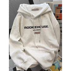 批发纯棉欧美潮牌设计字母白灰色连帽卫衣秋冬季宽松加绒<b class='q'>男</b>女学生上衣