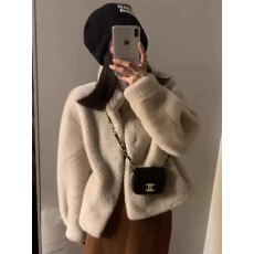 批发水貂绒外套女冬季2025新款立领加厚环保皮草保暖短款毛绒上衣潮