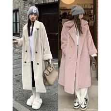 批发冬季环保皮草仿水貂绒长款宽松加厚加棉保暖<b class='q'>西服</b>领毛毛外套大衣<b class='q'>女</b>