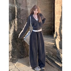 批发韩系chic休闲运动服套<b class='q'>装</b>女秋季<b class='q'>气质</b>少女感显瘦连帽卫衣长<b class='q'>裤</b>两件套