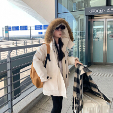 批发实拍情侣派克服登山工装羽绒棉服2024新款中长款加厚设计感外套潮