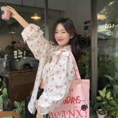 批发<b class='q'>甜美</b>碎花POLO领衬衫女春夏薄款防晒宽松百搭开衫温柔气质小众上衣