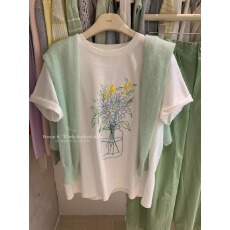 批发官图 21支纯棉-210克100%棉 2026年春夏装短袖T恤<b class='q'>女</b>韩版印花