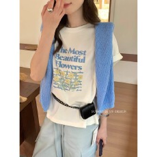 批发官图 21支纯棉-210克100%棉 2026年春夏装短袖T恤<b class='q'>女</b>韩版印花