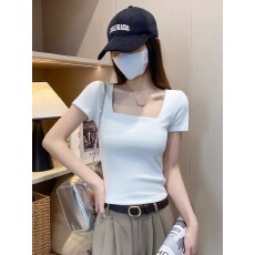 批发官图 实价 40支纯棉210克92棉/8氨纶短袖T恤<b class='q'>女</b>方领纯色