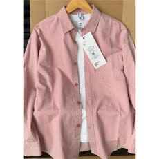 批发粉色纯棉长袖衬衫<b class='q'>男</b>女日系复古宽松慵懒风情侣装休闲防晒衬衣外套