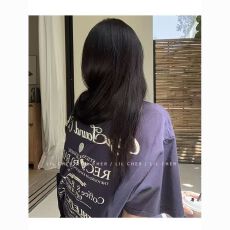 批发精梳纯棉230克纯棉短袖宽松落肩印花T恤夏季上衣设计感小众