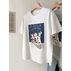 批发官图 21支<b class='q'>纯棉</b>-210克100%棉 2026年春夏装短袖<b class='q'>T</b><b class='q'>恤</b>女韩版印花