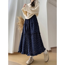 批发韩系慵懒风碎花半身裙女秋季2026新款<b class='q'>高腰</b>显瘦a字长裙蓬蓬蛋糕裙