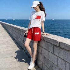 批发21支纯棉-210克100%棉 2026年春夏装短袖T恤女韩版印花