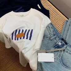 批发官图 21支纯棉-210克100%棉 2026年春夏装短袖T恤女韩版印花