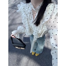批发荷叶边波点<b class='q'>衬衫</b>女2026春秋夏季<b class='q'>T</b><b class='q'>恤</b>女秋夏季韩系蝴蝶结高级感上衣
