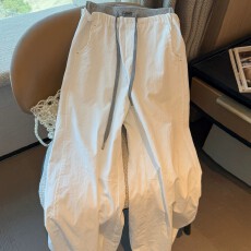 批发白色速干百搭休闲裤女2026夏季新款小个子阔腿<b class='q'>工装</b>裤垂感伞兵裤子