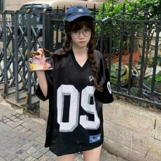 批发美式风橄榄球服女T恤宽松运动短袖<b class='q'>男</b>女款数字宽松运动短袖球衣