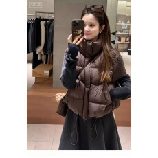 批发韩版立领针织拼接短款羽绒服女2026冬季新款高级感面包棉马甲外套