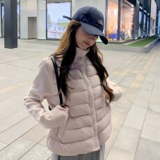 批发针织立领拼接羽绒棉服女短款2026年冬季新款小个子轻薄排骨外套