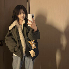 批发工装风羊羔毛派克<b class='q'>棉衣</b><b class='q'>女</b>2026冬季新款小个子棉服宽松保暖棉袄外套