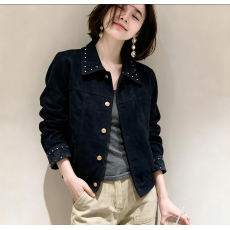 批发<b class='q'>韩版</b>小个子后背设计感麂皮绒<b class='q'>外套</b>女2026秋季独特好看翻领短款夹克