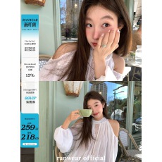 批发Ranwear 斩男更斩女 芭蕾白纯欲温柔千金感<b class='q'>无袖</b>挂脖上衣