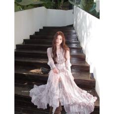 批发花花媛 春日帕斯蒂 法式木耳边豹纹<b class='q'>雪纺</b>衬衫套装女度假风开叉半裙