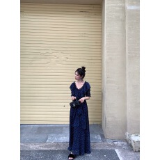 批发黄亮Elovey 自制不撞款短袖长款气质蝴蝶结收腰波点<b class='q'>连衣</b>裙<b class='q'>长裙</b>