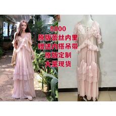 批发一枝南南易梦玲同款法式浪漫粉色蕾丝<b class='q'>连衣裙</b>女<b class='q'>荷叶边</b>度假风长裙子