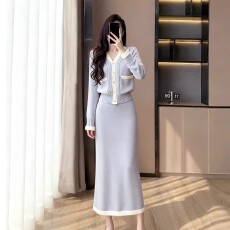 批发冬装时尚气质温柔<b class='q'>甜美</b>初恋少女小香风针织套装长裙高级感毛衣裙子