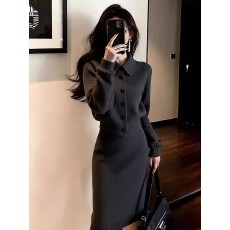 批发冬季搭配一整套高级感超好看独特宽松时尚慵懒软糯毛衣半裙两件套
