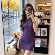 批发法式赫本风无袖针织<b class='q'>连衣裙</b>女2026春夏季设计感修身显瘦小个子短裙