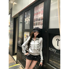 批发美式拿破仑<b class='q'>立领</b>双排扣外套女秋季2026新款修身拉链短款夹克上衣潮