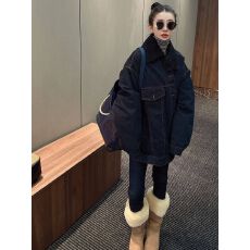 批发美式复古<b class='q'>牛仔</b>棉服外套女冬季新款加厚保暖宽松显瘦百搭<b class='q'>夹克</b>上衣潮