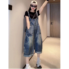 批发2026夏季薄款学院风时尚慵懒<b class='q'>牛仔</b>背带裤女甜酷宽松遮肉显瘦<b class='q'>连体裤</b>
