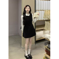 批发avenement/天丝羊毛混纺<b class='q'>无袖</b>连衣裙a字<b class='q'>背心裙</b>收腰叠穿学院风女