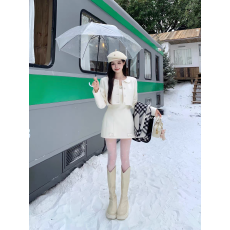 批发画解WAHJU 米兰新贵 冬季miu系<b class='q'>娃娃领</b>蝴蝶结设计气质外套女<b class='q'>连衣裙</b>