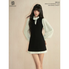 批发POPWEST丨法式复古波点蝴蝶结衬衫无袖方领连衣裙显瘦背心套装