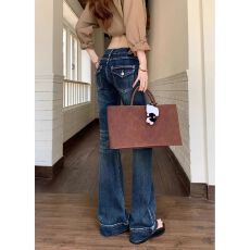 批发设计感美式低腰微喇牛仔裤女秋冬<b class='q'>新款</b>辣妹显瘦拖地微喇叭马蹄裤子