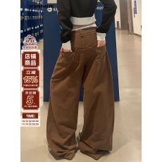 批发美式OOTD解构星星铆钉阔腿牛仔裤男女春<b class='q'>秋</b>季高街松弛感弯刀休闲裤