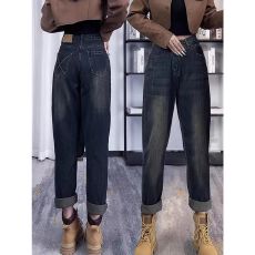 批发阔腿<b class='q'>牛仔</b>裤女2025秋冬新款大码显瘦梨形身材高腰宽松九分<b class='q'>哈伦</b>裤子