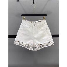 批发中国风刺绣白色牛仔短裤女2026夏季新款高腰宽松<b class='q'>显瘦</b>A字阔腿热裤