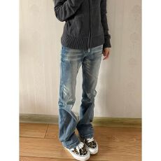 批发设计感ins韩版休闲高腰<b class='q'>牛仔裤</b>女春秋新款<b class='q'>显瘦</b>宽松时尚直筒<b class='q'>牛仔裤</b>