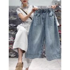 批发大码复古九分<b class='q'>牛仔裤</b>女2026春款胖mm小个子宽松高腰<b class='q'>显瘦</b>直筒阔腿裤