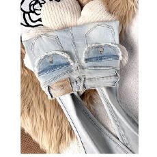 批发高个子加长浅色辣妹高腰微喇叭<b class='q'>牛仔裤</b>女秋修身<b class='q'>弹力</b>毛边磨破拖地裤