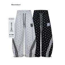 批发原版做工星星水印+刺绣】三条杠阔腿卫裤女宽松运动潮牌弯刀长裤